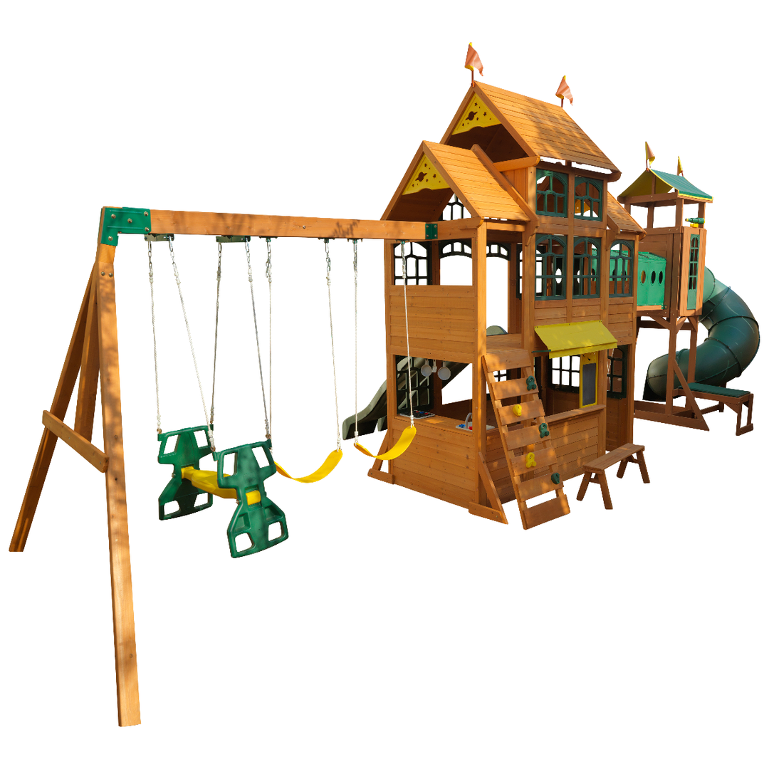 SwingsetPlus Bear Cave Lodge Swing Set - Installation Available
