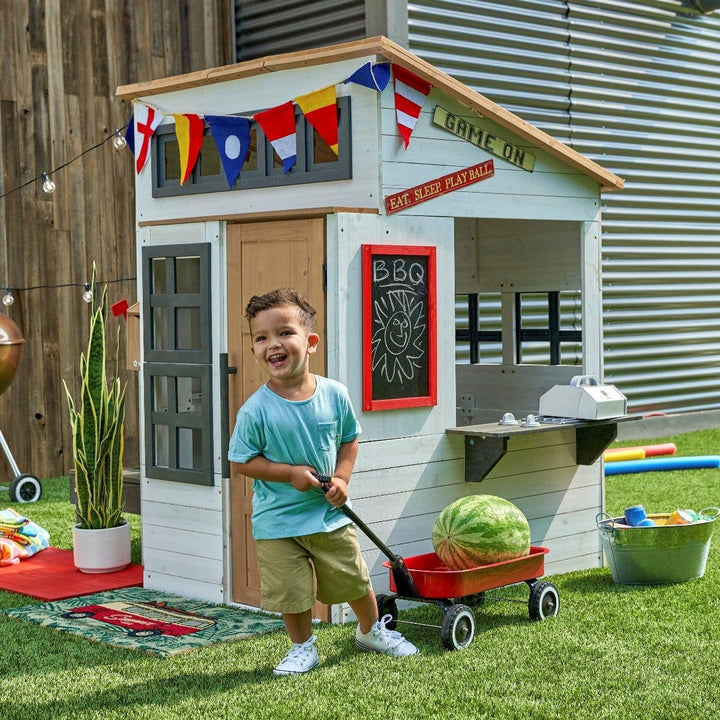 SwingsetPlus Modern Outdoor Playhouse - White & Raven