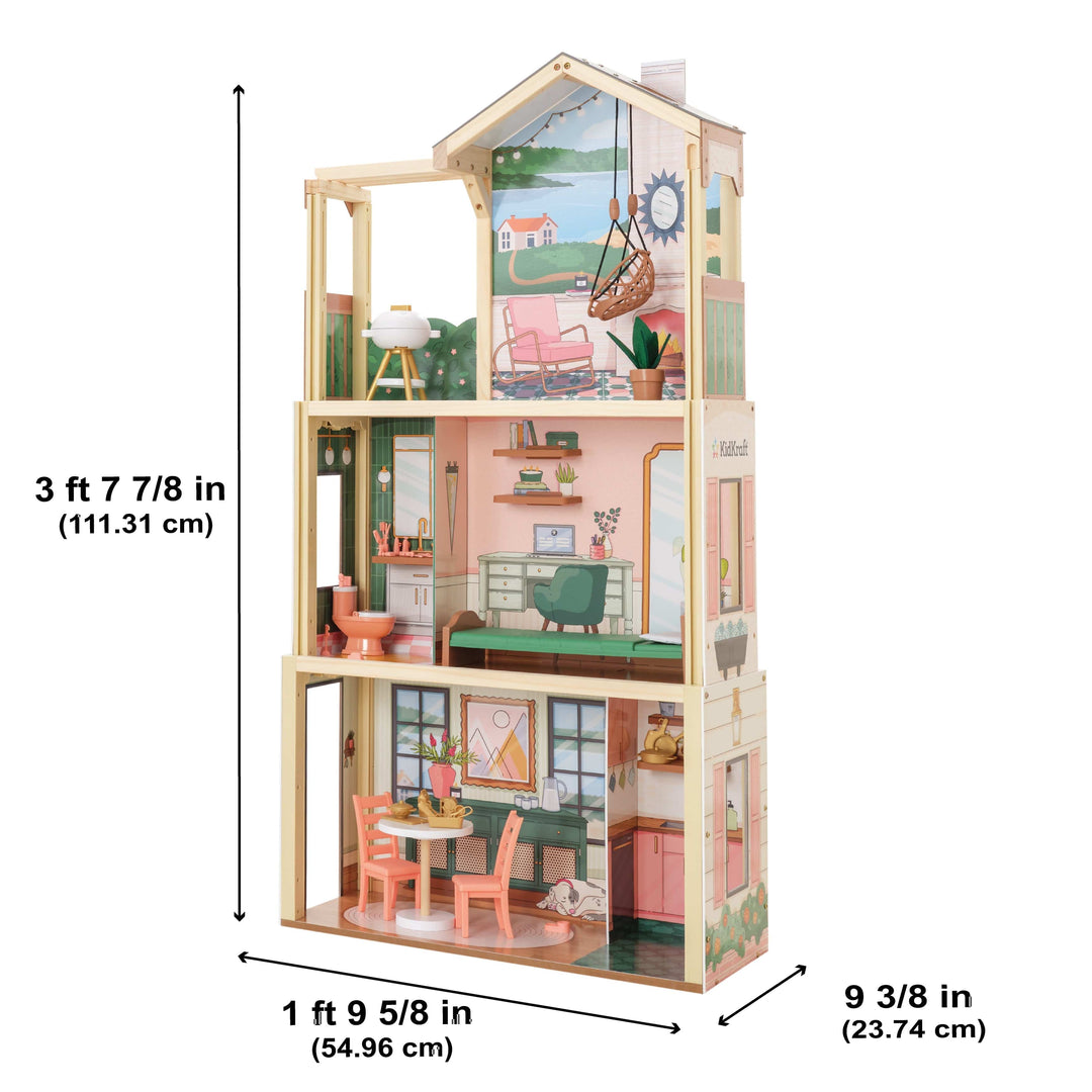 SwingsetPlus Click & Play Fully Assembled Pop-Up Wooden Dollhouse