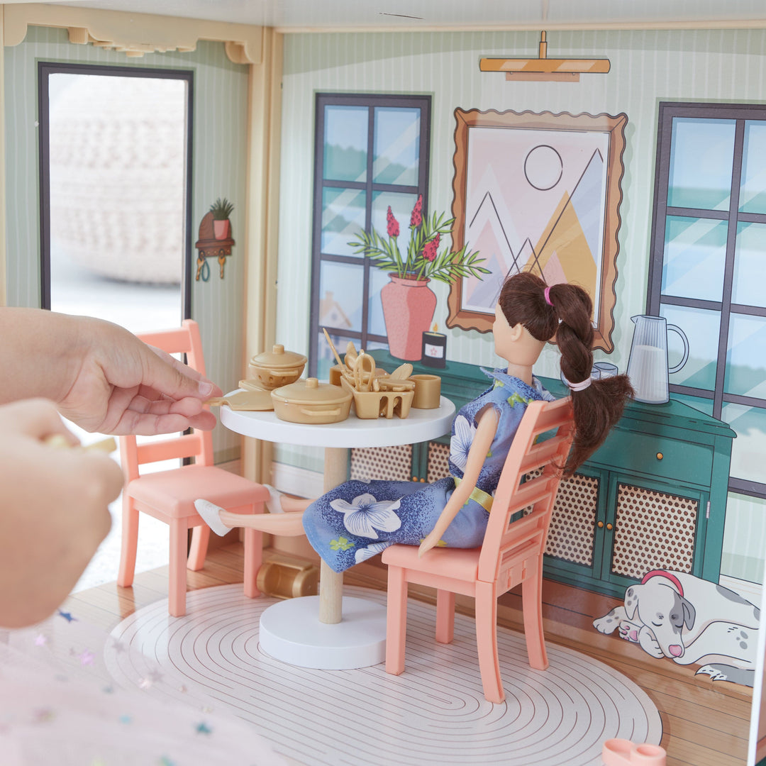 SwingsetPlus Click & Play Fully Assembled Pop-Up Wooden Dollhouse