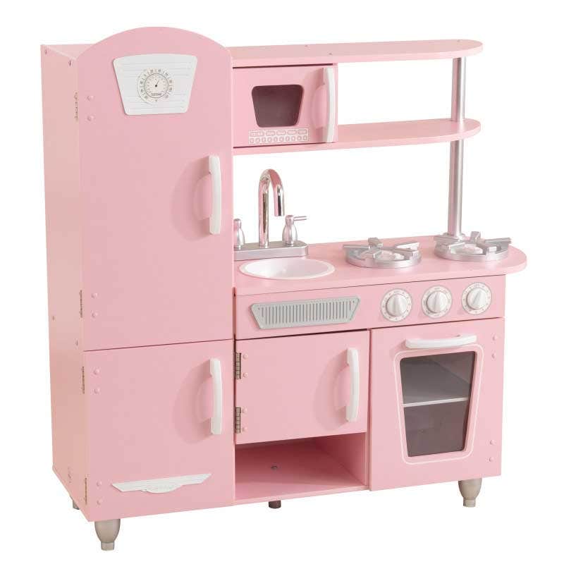SwingsetPlus Vintage Play Kitchen - Pink with White Fixtures