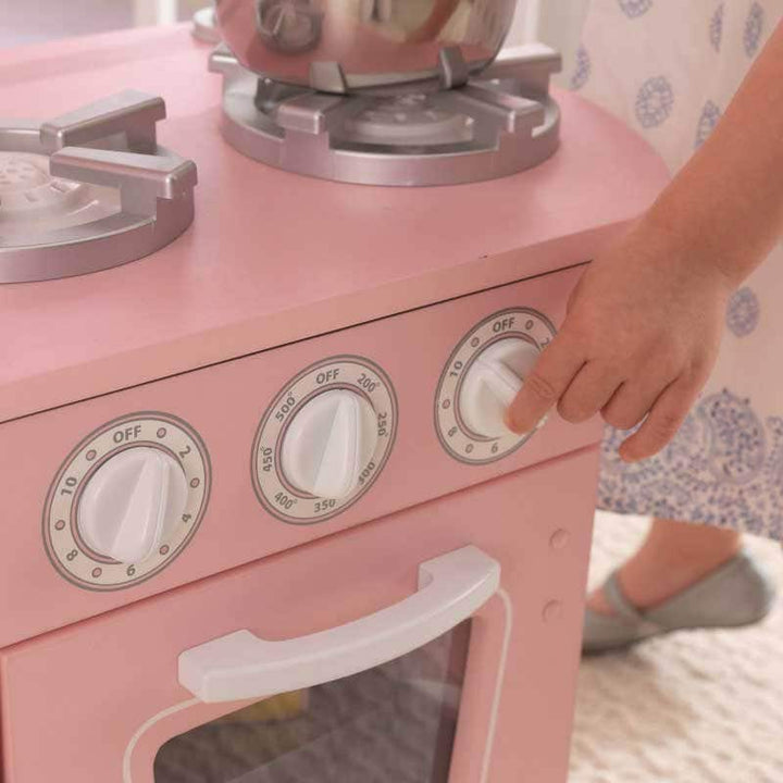 SwingsetPlus Vintage Play Kitchen - Pink with White Fixtures