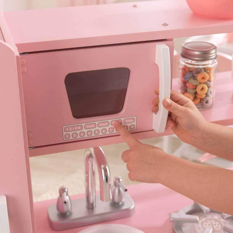SwingsetPlus Vintage Play Kitchen - Pink with White Fixtures