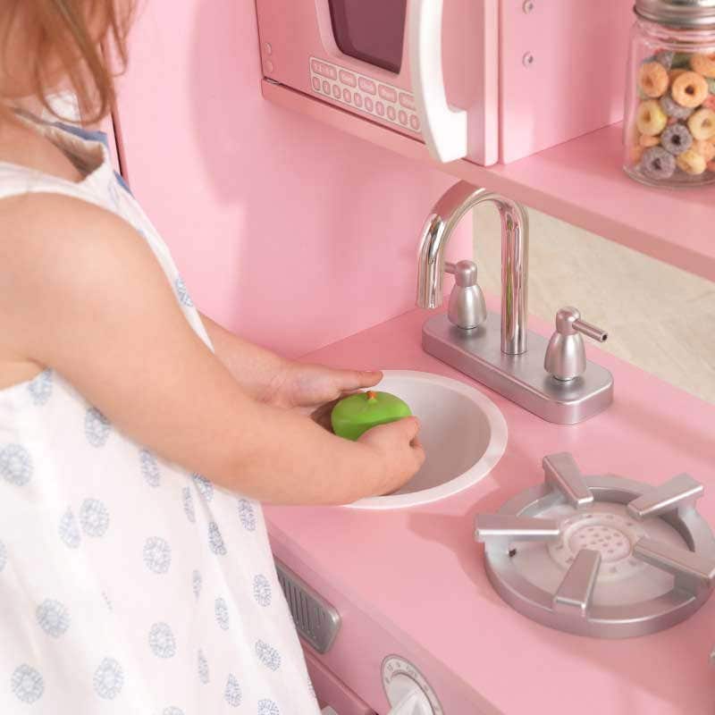 SwingsetPlus Vintage Play Kitchen - Pink with White Fixtures
