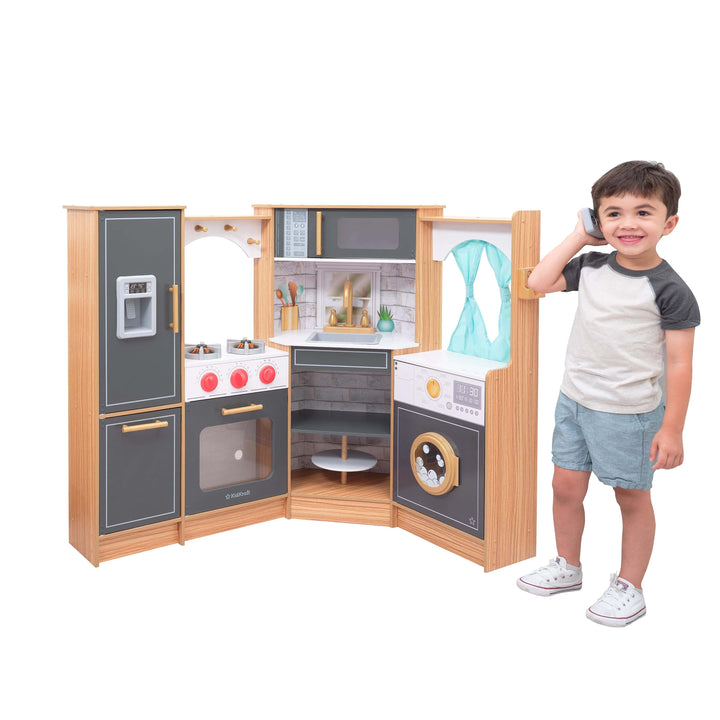 SwingsetPlus Ultimate Corner Play Kitchen with Lights & Sounds - Natural