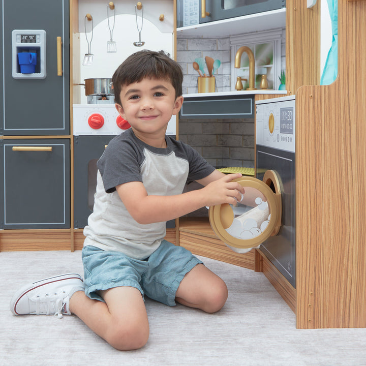 SwingsetPlus Ultimate Corner Play Kitchen with Lights & Sounds - Natural