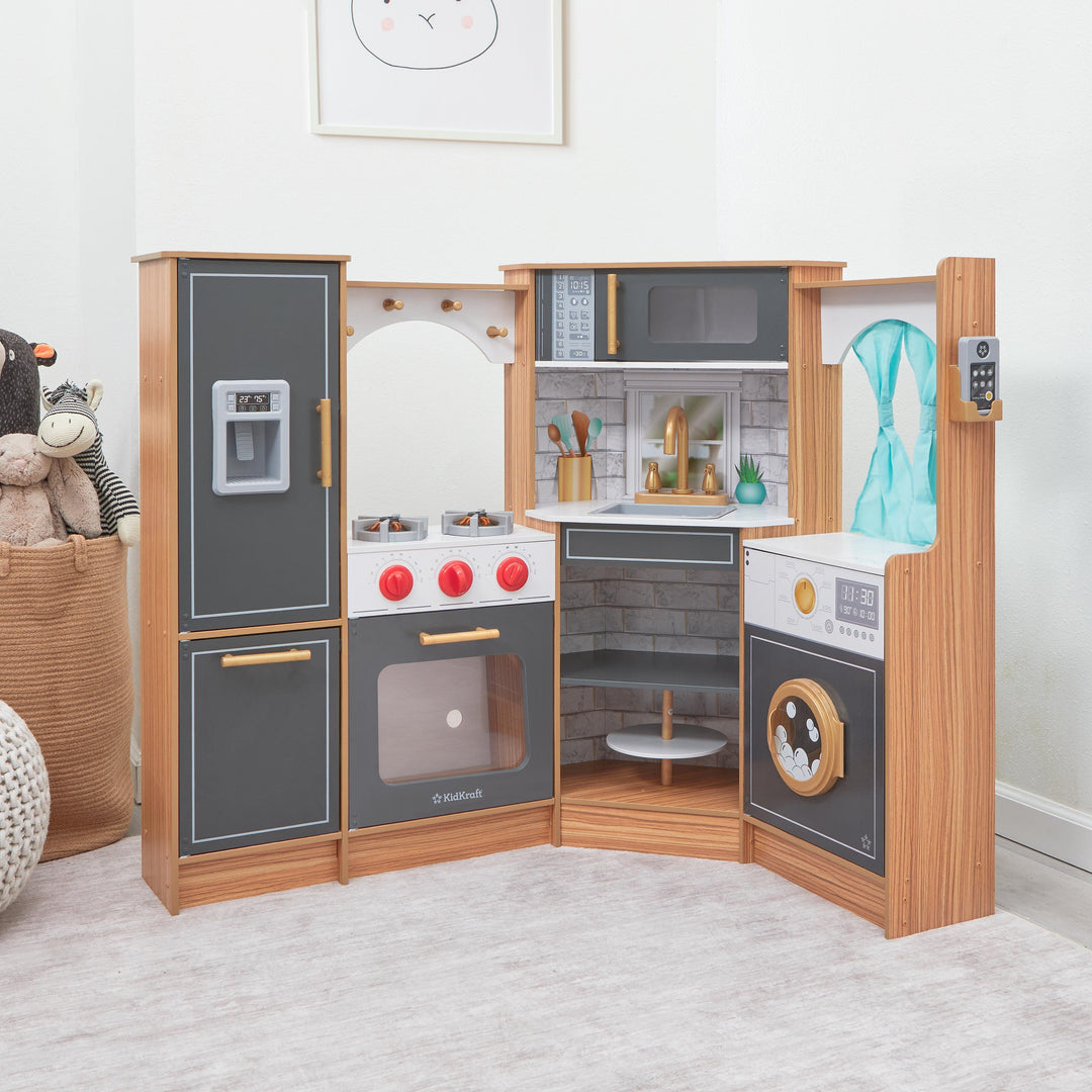 SwingsetPlus Ultimate Corner Play Kitchen with Lights & Sounds - Natural