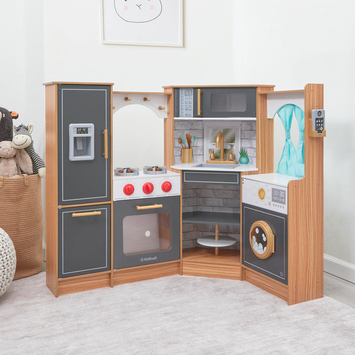 SwingsetPlus Ultimate Corner Play Kitchen with Lights & Sounds - Natural