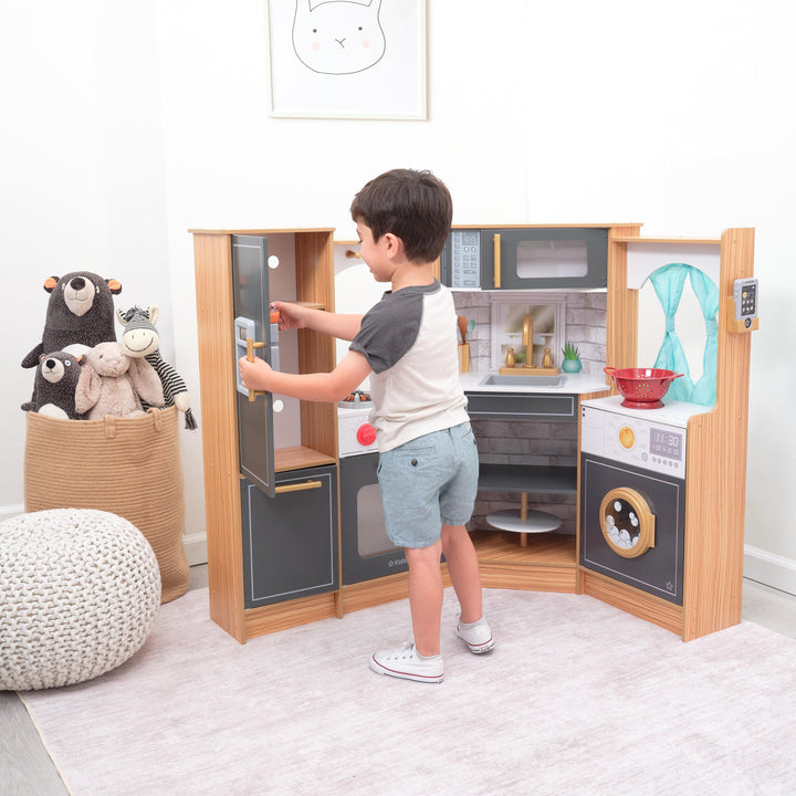 SwingsetPlus Ultimate Corner Play Kitchen with Lights & Sounds - Natural