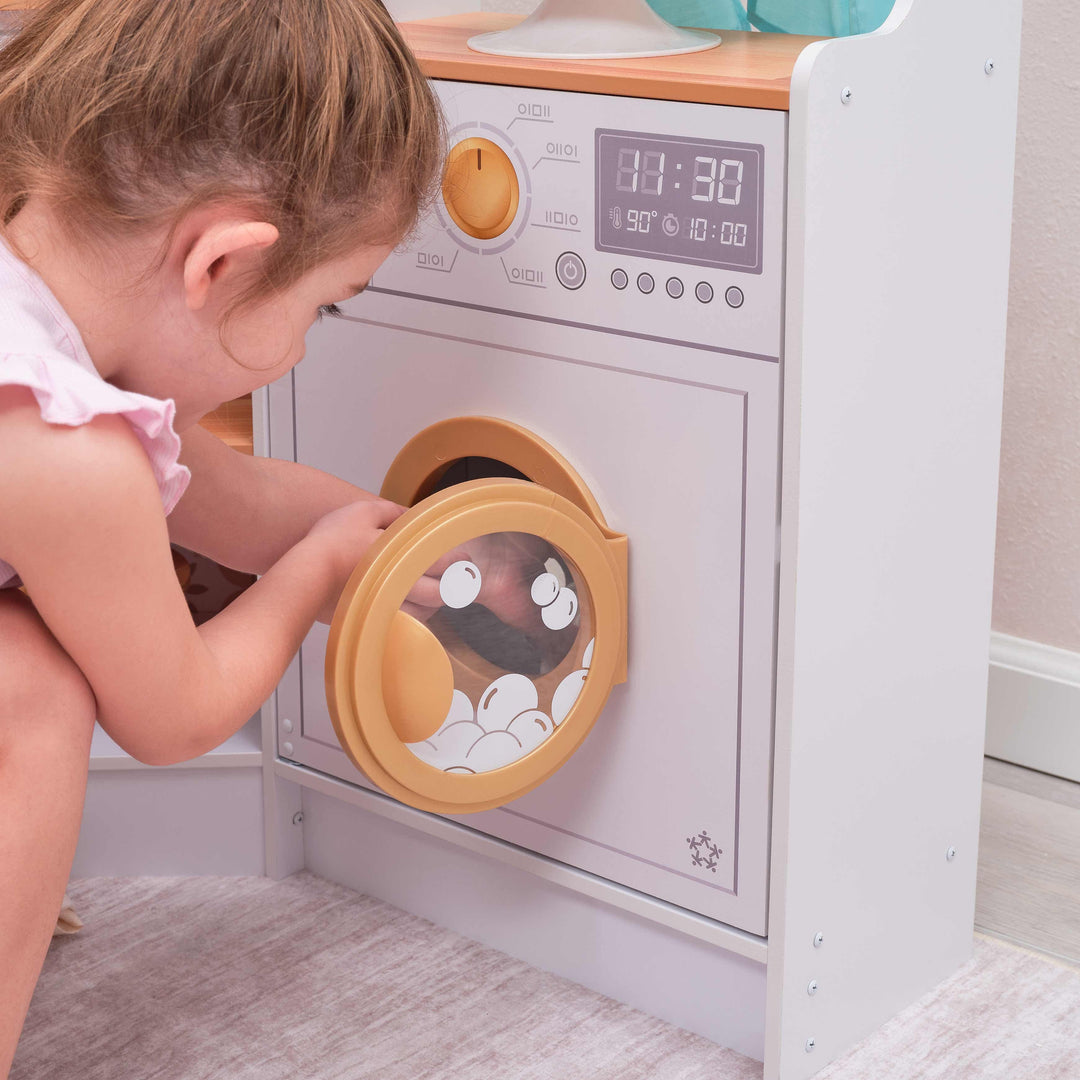 SwingsetPlus Ultimate Corner Wooden Play Kitchen with Lights & Sounds