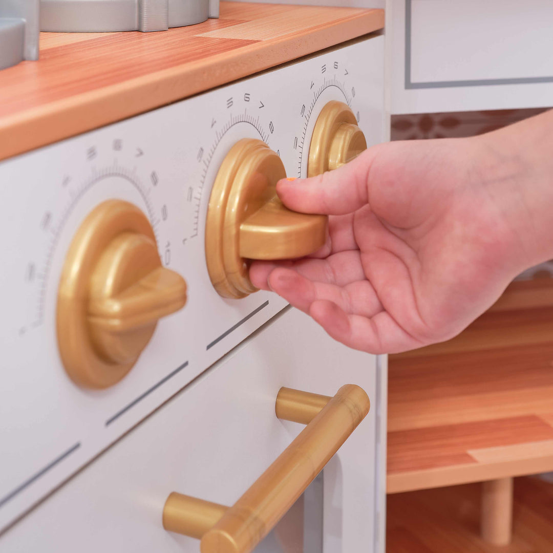 SwingsetPlus Ultimate Corner Wooden Play Kitchen with Lights & Sounds