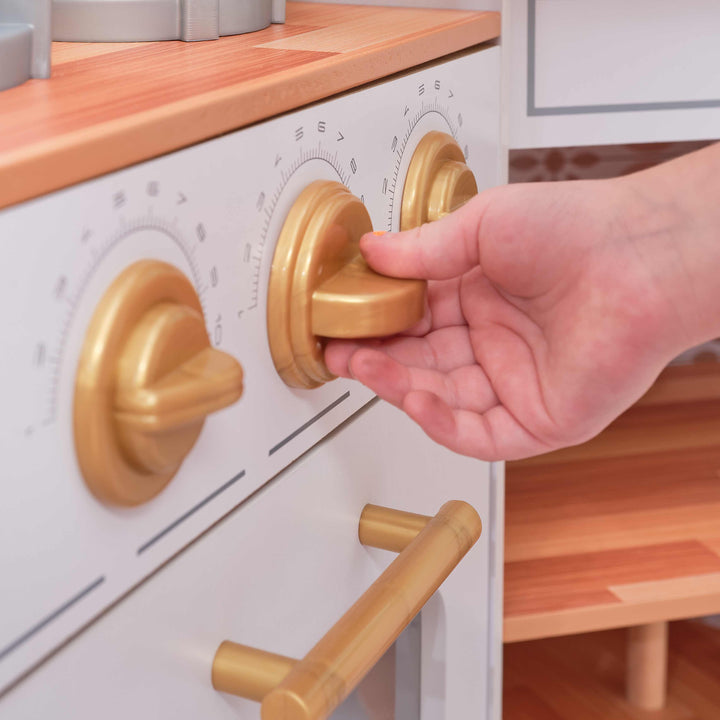 SwingsetPlus Ultimate Corner Wooden Play Kitchen with Lights & Sounds