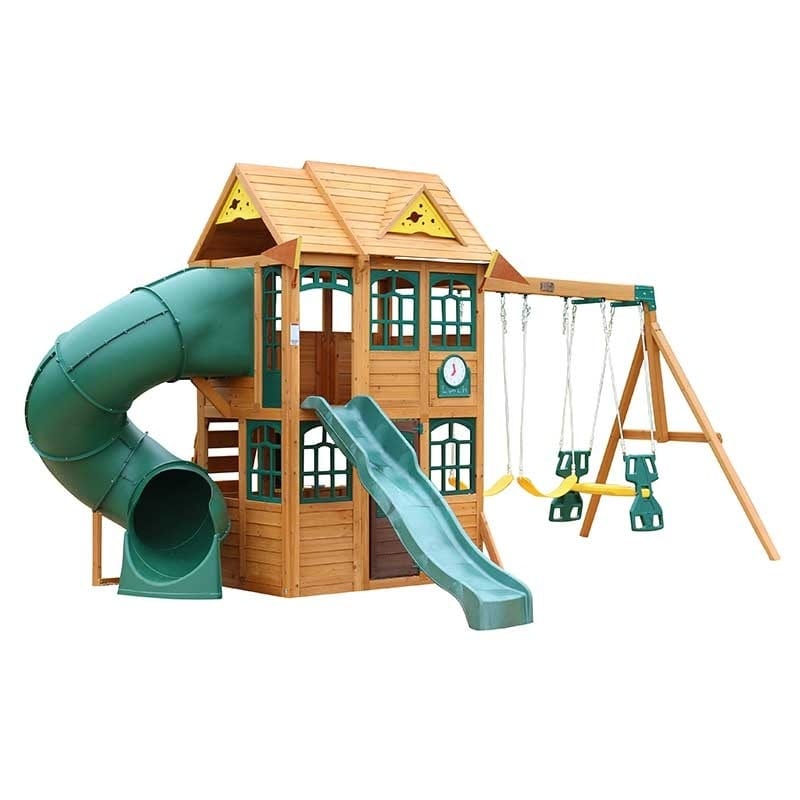 SwingsetPlus Charleston Lodge Wooden Swing Set / Playset