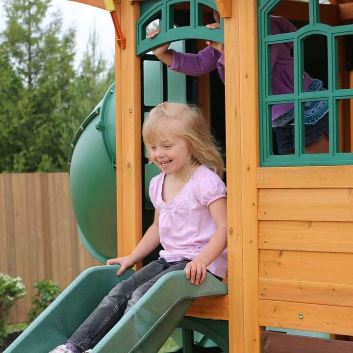 SwingsetPlus Charleston Lodge Wooden Swing Set / Playset