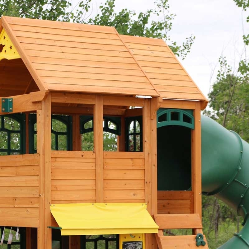 SwingsetPlus Charleston Lodge Wooden Swing Set / Playset