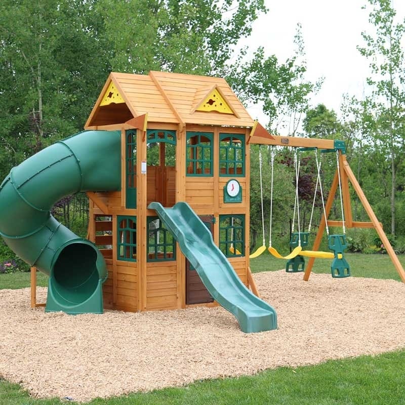 SwingsetPlus Charleston Lodge Wooden Swing Set / Playset