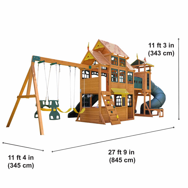 SwingsetPlus Bear Cave Lodge Swing Set - Installation Available